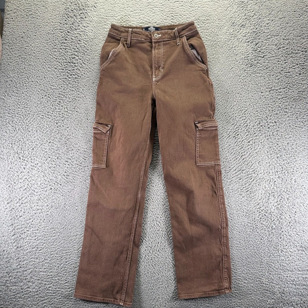 Vintage Hollister Jeans Women's 3 Brown Cotton Denim Straight High Rise Stretch